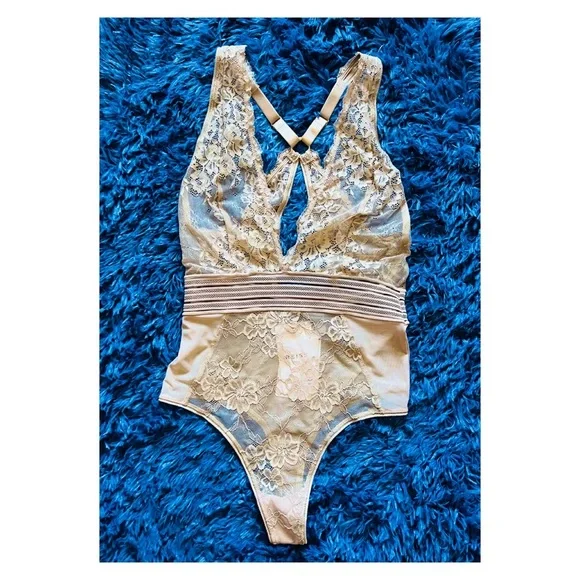 New! REISS London Candy Sleeveless Lace Bodysuit in Mink - Picture 7 of 9
